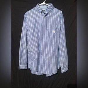 Chaps Ralph Lauren shirt mens XL buttonup longsleeve white/blue striped